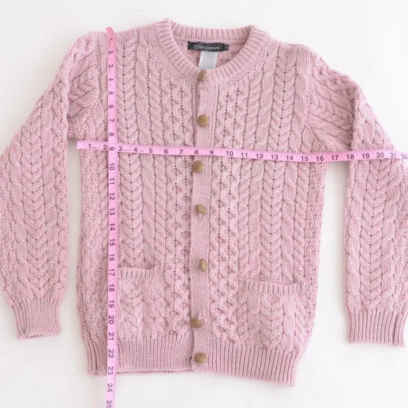 Ireland  Seye 100% Wool Ribbed Lilac Button Down Cardigan XS - Picture 5 of 14